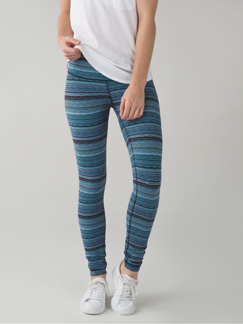 lululemon athletica Striped Teal & Black Leggings